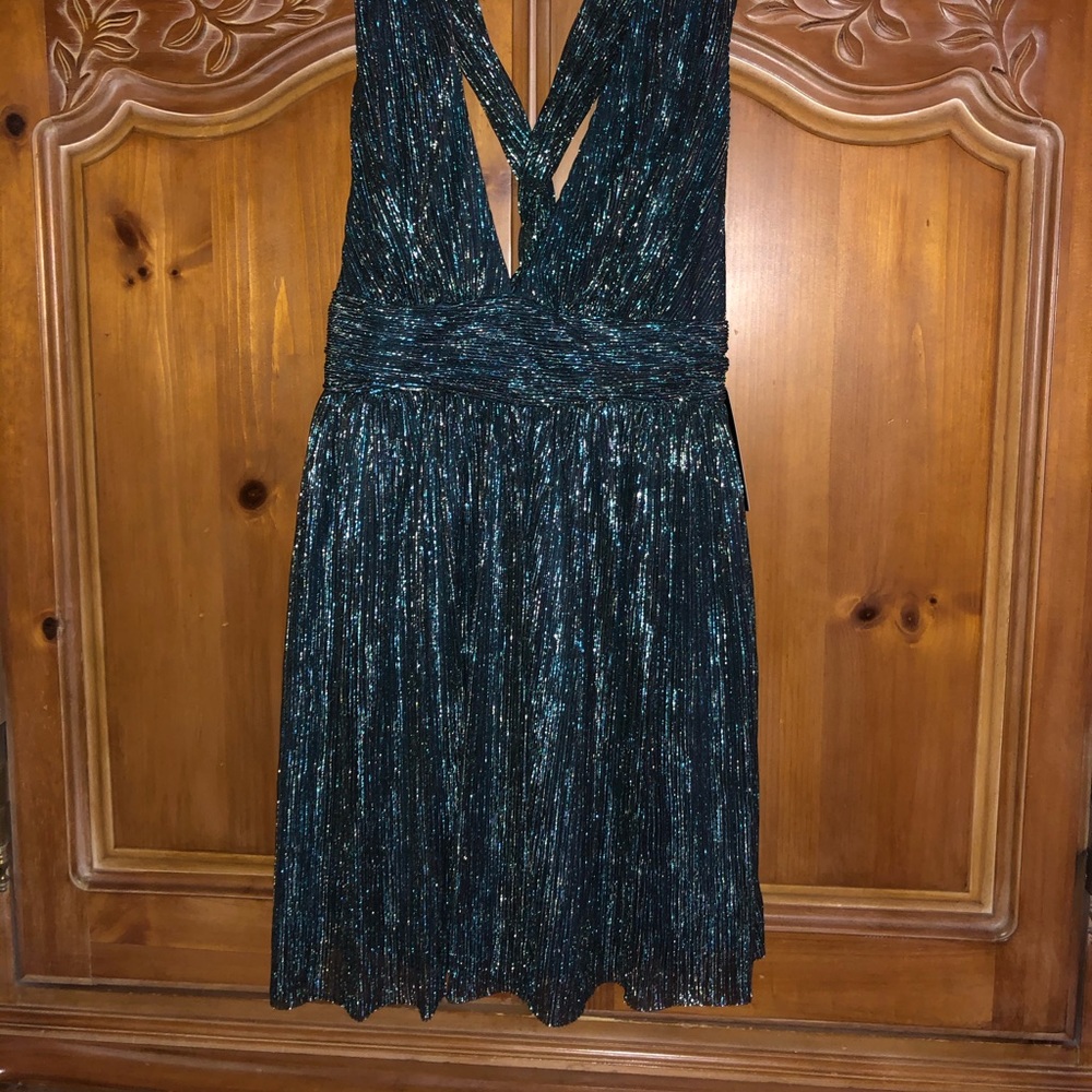 Lulu’s Twisted Back Tinsel Dress